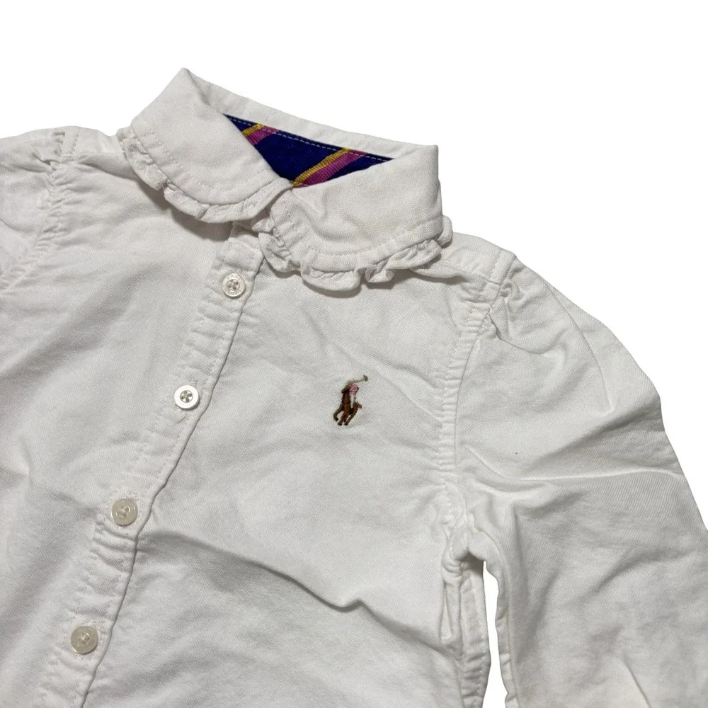 Ralph Lauren Toddler Button Down Shirt White Size 9M - 10 x 11
